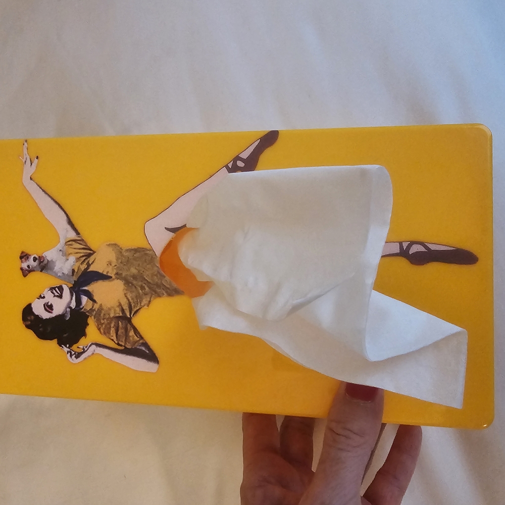 Yellow Tissue Box with Artistic Design